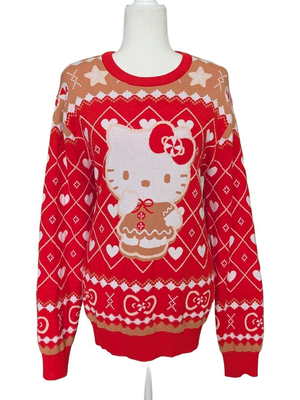 BoxLunch Womens Sanrio Hello Kitty Gingerbread Patterned Holiday Sweater Medium - Picture 5 of 12